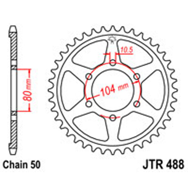 JT JT Rear Sprockets R/W 488-43T KAW
